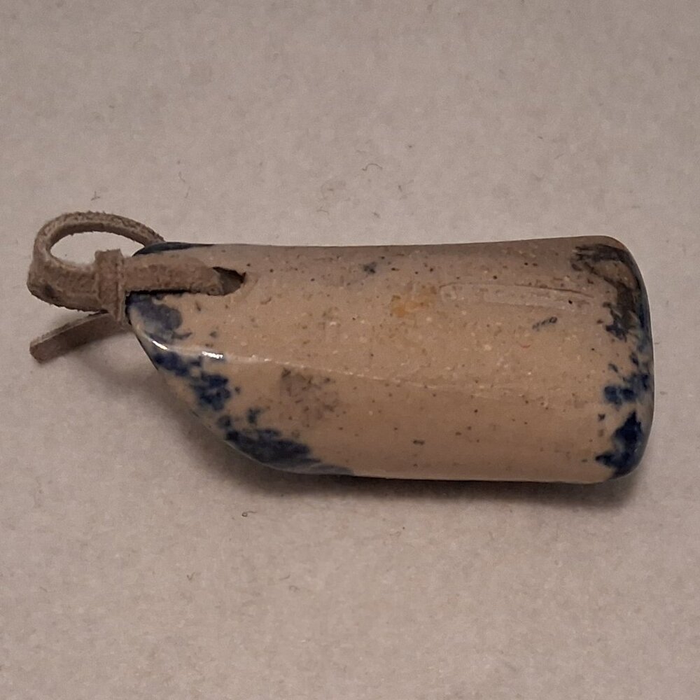 Handmade J. MacSam Ceramic Vessel Pendant • Blue Glazed Boho Artisan Necklace - Picture 3 of 6